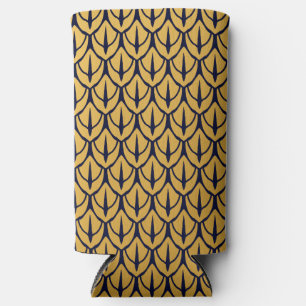 Art Deco Dragon Scales - Blue and Gold Scales Seltzer Can Cooler