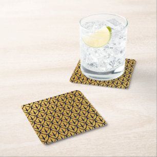 Art Deco Dragon Scales - Blue and Gold Scales Square Paper Coaster