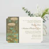 Art Deco Dragonfly Lily Pad Fairytale Wedding  Invitation (Standing Front)