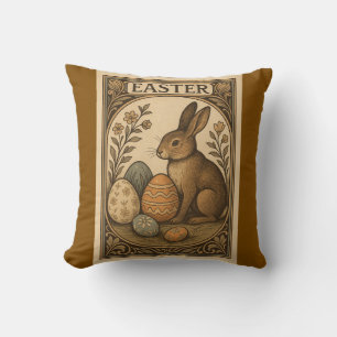 Art Deco Easter – Elegant Bunnies & Geometric Eggs Cushion