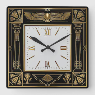 Art Deco Egyptian Square Wall Clock