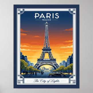 Art Deco Eiffel Tower Paris France Poster