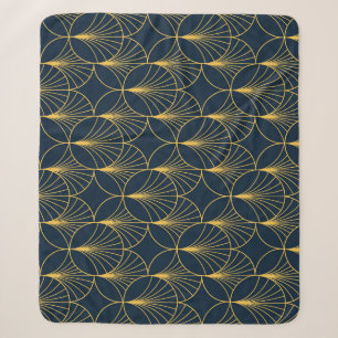 Art Deco Elegance: Fan Motifs Sherpa Blanket