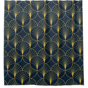 Art Deco Elegance: Fan Motifs Shower Curtain
