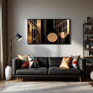 Art Deco Elegance Golden Lines Canvas Print