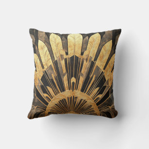Art Deco Elegant Black and Gold Home and Office Cushion