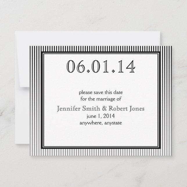 Art Deco Elegant Black and White Save the Date (Front)