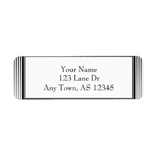Art Deco Elegant Black and White Stripe Return Address Label