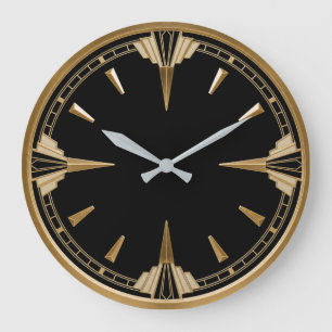 Art Deco Elegant Black Large Clock