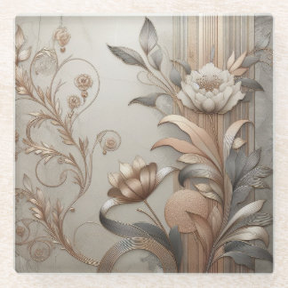 Art Deco: Elegant Botanicals and Geometric Luxury Glass Coaster