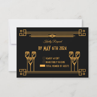 Art Deco Elegant Classic Wedding RSVP Card