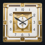 Art Deco elegant Gold Square Wall Clock<br><div class="desc">Great clock design. You will love it like others. Be free to use this design for other product you like or to customise and add your text. Follow me for more. Thank you. Have a nice day.</div>