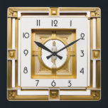 Art Deco elegant Gold Square Wall Clock<br><div class="desc">Great clock design. You will love it like others. Be free to use this design for other product you like or to customise and add your text. Follow me for more. Thank you. Have a nice day.</div>