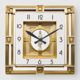 Art Deco elegant Gold Square Wall Clock