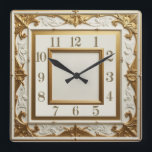 Art Deco Elegant Gold Square Wall Clock<br><div class="desc">Great clock design. You will love it like others. Be free to use this design for other product you like or to customise and add yoru text. Follow me for more. Thank you. Have a nice day.</div>