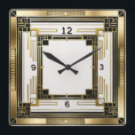 Art Deco Elegant Gold Square Wall Clock<br><div class="desc">Great clock design. You will love it like others. Be free to use this design for other product you like or to customise and add your text. Follow me for more. Thank you. Have a nice day.</div>