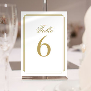Art Deco Elegant Gold Table Number