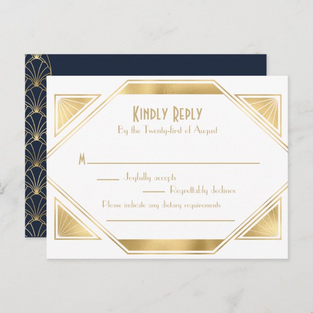 Art Deco elegant Great Gatsby RSVP Invitation Post (Front/Back)