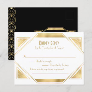 Art Deco elegant Great Gatsby RSVP Invitation Post Postcard