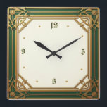 Art Deco Elegant Green Square Wall Clock<br><div class="desc">Great clock design. you will love it like others. be free to use this design for other product you like or to customise and add your text. Follow me for more. Thank you. Have a nice day.</div>