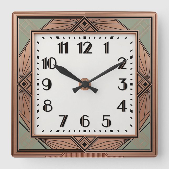 Art Deco Elegant Pink Square Wall Clock (Front)
