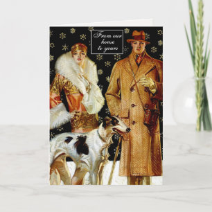 Art Deco Elegant Sophisticated Christmas Couple Holiday Card