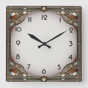 Art Deco Elegant Square Wall Clock