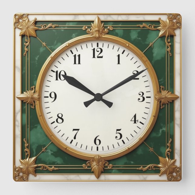 Art Deco Elegant Square Wall Clock (Front)