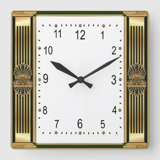Art Deco Elegant Square Wall Clock (Front)