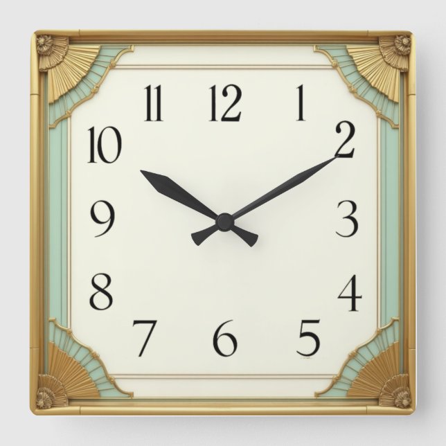 Art Deco Elegant Square Wall Clock (Front)