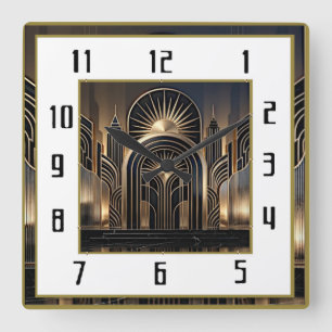 Art Deco Elegant Square Wall Clock