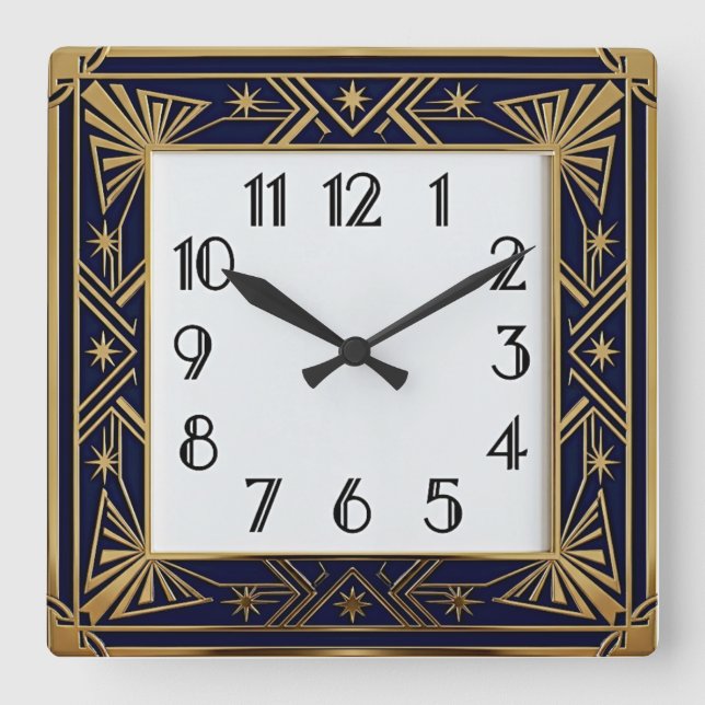 Art Deco Elegant Square Wall Clock (Front)