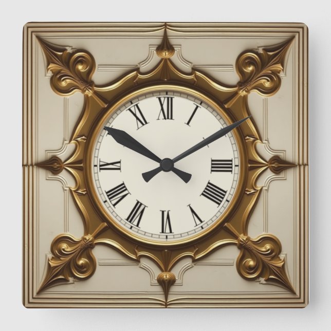 Art Deco Elegant Square Wall Clock (Front)