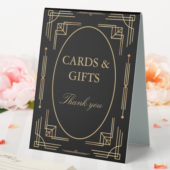 Art Deco Elegant Table Tent Sign Cards&Gifts (In SItu (Wedding))