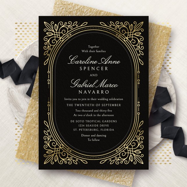 Art Deco Elegant Wedding Foil Invitation (Creator Uploaded)
