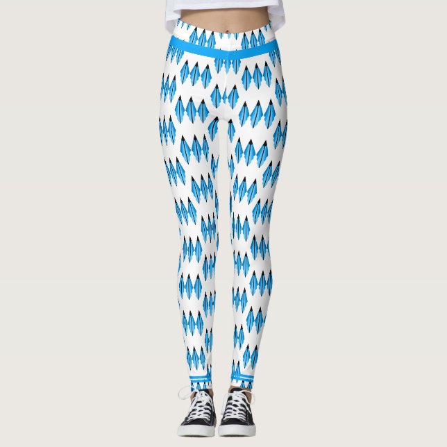 Art deco element in blue teal Leggings (Front)