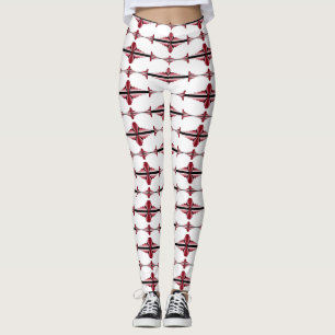 Art deco element in crimson Leggings