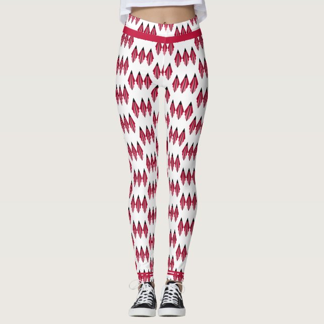 Art deco element in crimson Leggings (Front)