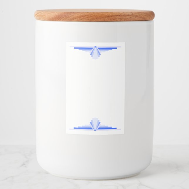 Art deco element in dark blue food label (Front)