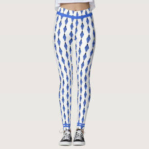 Art deco element in deep blue Leggings