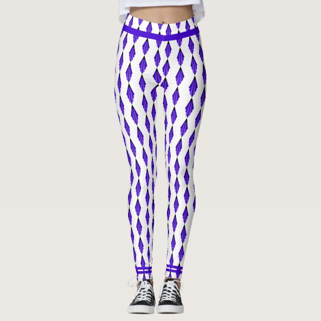 Art deco element in deep purple Leggings (Front)