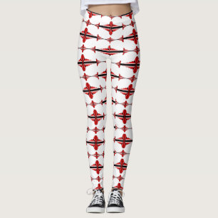 Art deco element in deep red Leggings