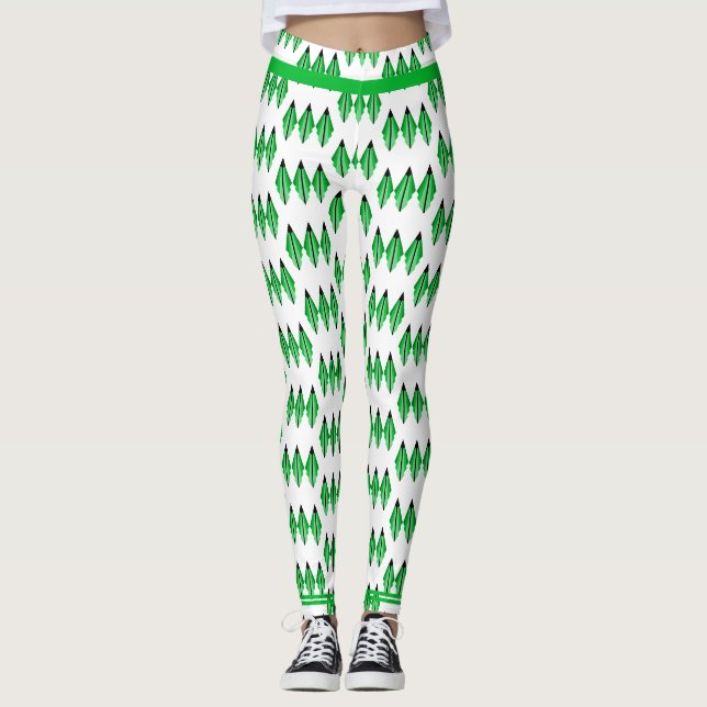 Art deco element in green Leggings (Front)