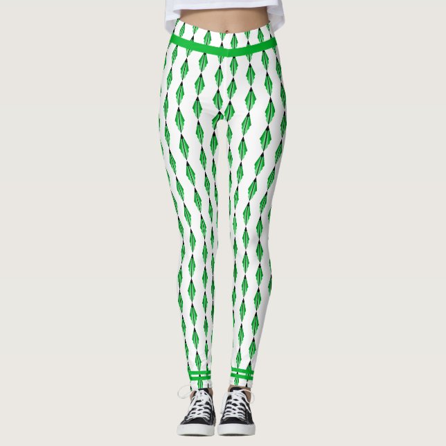 Art deco element in green Leggings (Front)