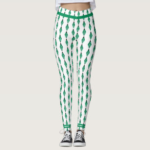 Art deco element in green teal Leggings