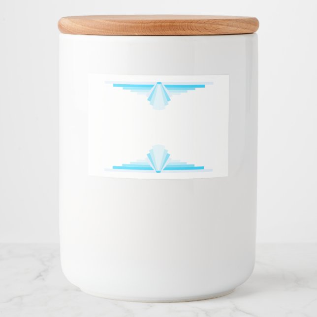 Art deco element in light blue food label (Front)