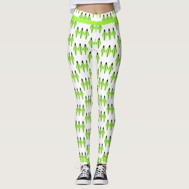 Art deco element in light green Leggings (Front)