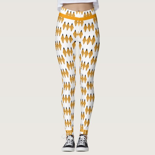 Art deco element in light orange Leggings (Front)