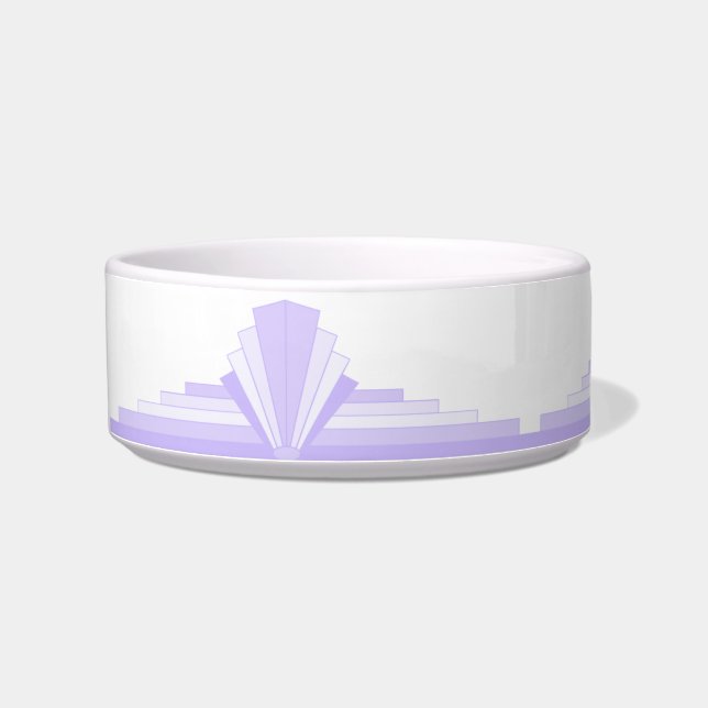 Art deco element in lilac&purple Ceramic Pet Bowl (Left)