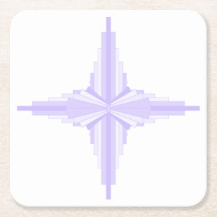 Art deco element in lilac & purple paper coaster